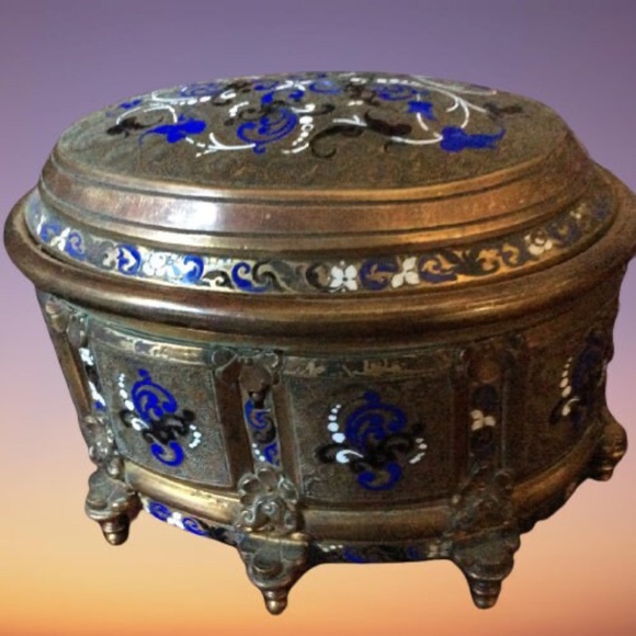 French Champleve Enamel Casket Box